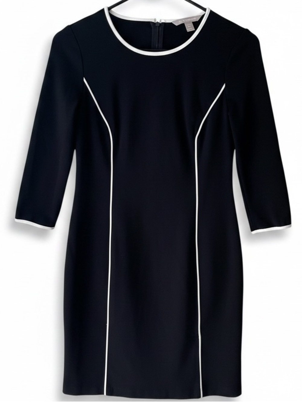 BANANA REPUBLIC black with white piping dress size 2 Petite
